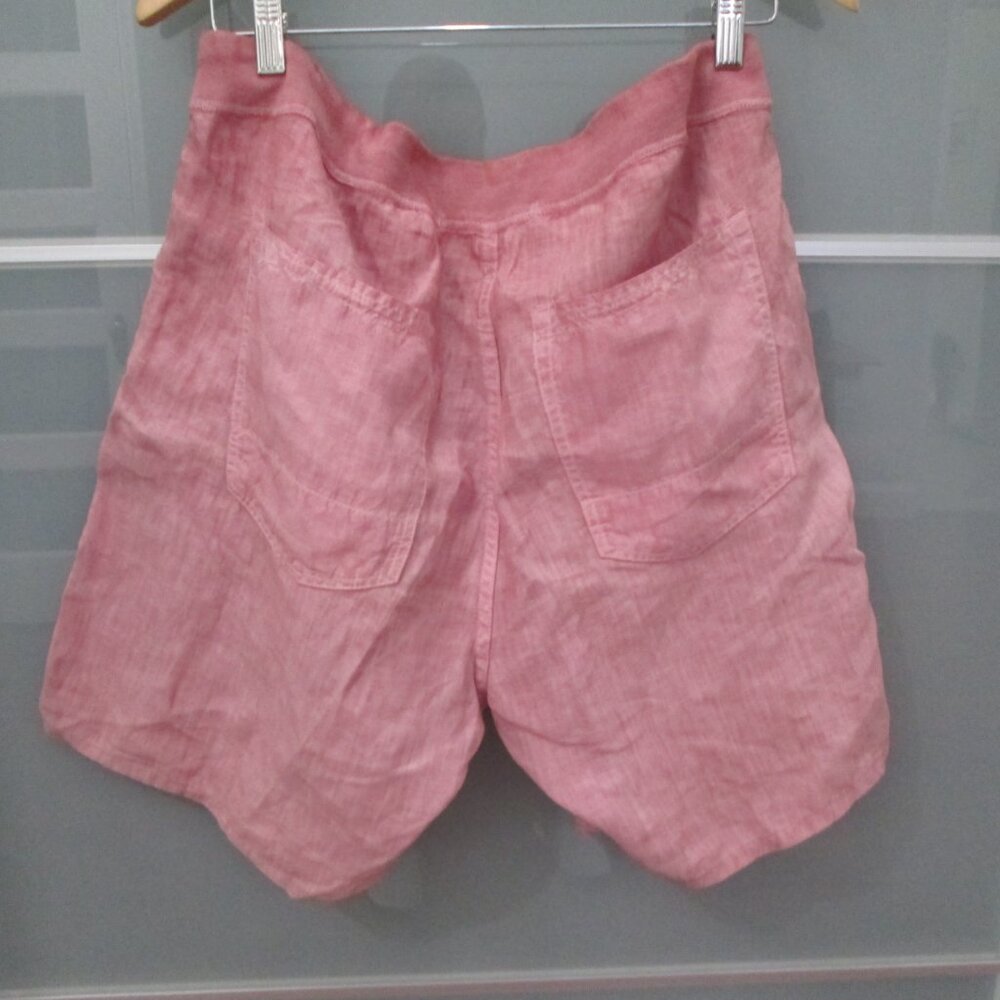 120% Lino Casual Shorts Size 54 (38 US) In Red 100% Linen Drawstring Waist - Picture 4 of 7